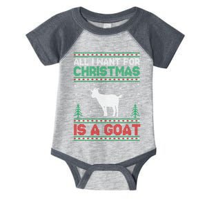 All I Want For Xmas Is A Goat Ugly Christmas Gift Infant Baby Jersey Bodysuit