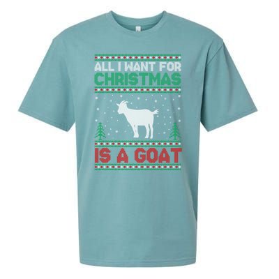 All I Want For Xmas Is A Goat Ugly Christmas Gift Sueded Cloud Jersey T-Shirt