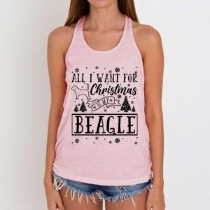 All I Want For Christmas Is My Beagle Funny Xmas Funny Gift Women's Knotted Racerback Tank