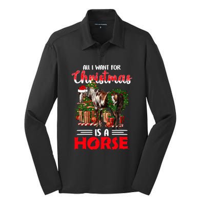 All I Want For Christmas Is A Horse Barrel Equestrian Xmas Gift Silk Touch Performance Long Sleeve Polo