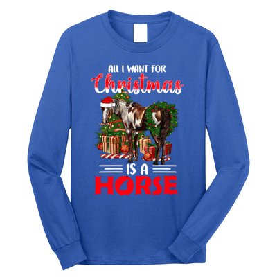 All I Want For Christmas Is A Horse Barrel Equestrian Xmas Gift Long Sleeve Shirt