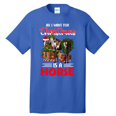 All I Want For Christmas Is A Horse Barrel Equestrian Xmas Gift Tall T-Shirt