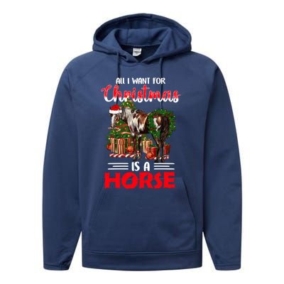 All I Want For Christmas Is A Horse Barrel Equestrian Xmas Gift Performance Fleece Hoodie