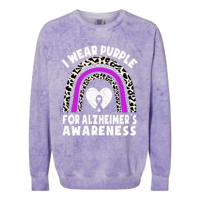 Alzheimers I Wear Purple For Alzheimers Awareness Rainbow Colorblast Crewneck Sweatshirt