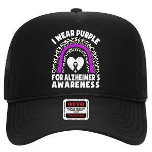 Alzheimers I Wear Purple For Alzheimers Awareness Rainbow High Crown Mesh Back Trucker Hat