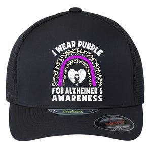 Alzheimers I Wear Purple For Alzheimers Awareness Rainbow Flexfit Unipanel Trucker Cap