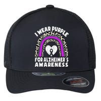 Alzheimers I Wear Purple For Alzheimers Awareness Rainbow Flexfit Unipanel Trucker Cap