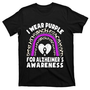 Alzheimers I Wear Purple For Alzheimers Awareness Rainbow T-Shirt