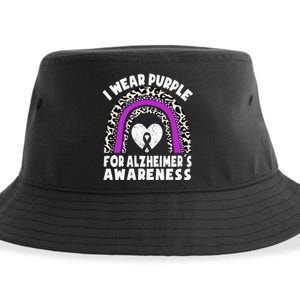 Alzheimers I Wear Purple For Alzheimers Awareness Rainbow Sustainable Bucket Hat