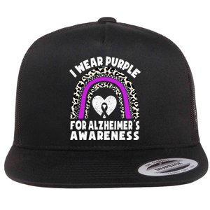 Alzheimers I Wear Purple For Alzheimers Awareness Rainbow Flat Bill Trucker Hat