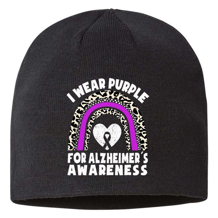 Alzheimers I Wear Purple For Alzheimers Awareness Rainbow Sustainable Beanie