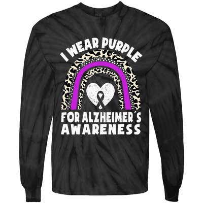 Alzheimers I Wear Purple For Alzheimers Awareness Rainbow Tie-Dye Long Sleeve Shirt