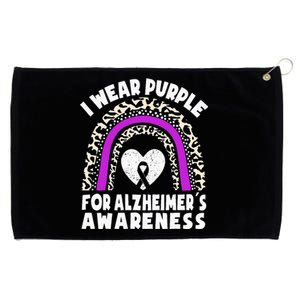 Alzheimers I Wear Purple For Alzheimers Awareness Rainbow Grommeted Golf Towel