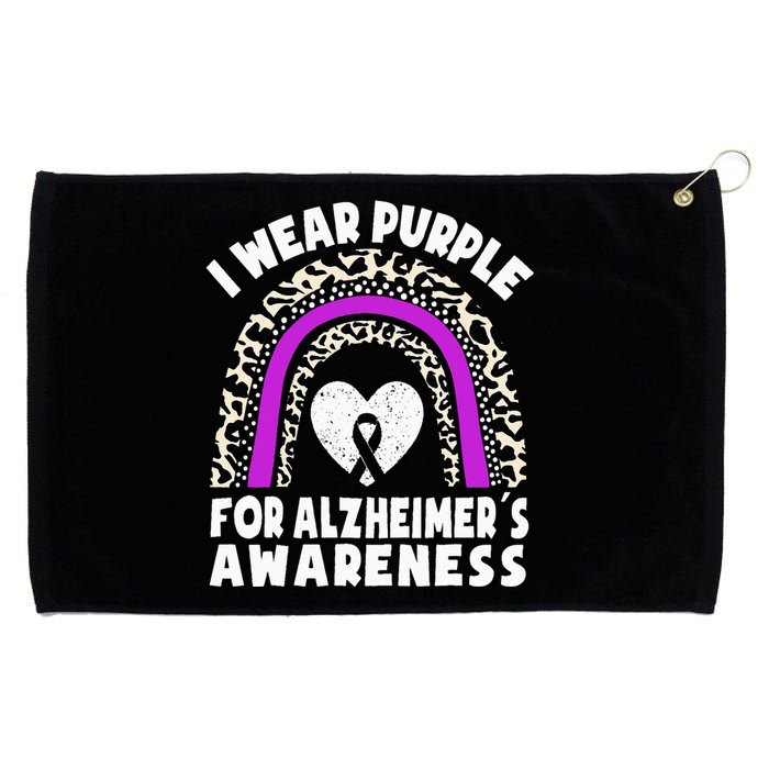 Alzheimers I Wear Purple For Alzheimers Awareness Rainbow Grommeted Golf Towel