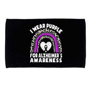 Alzheimers I Wear Purple For Alzheimers Awareness Rainbow Microfiber Hand Towel