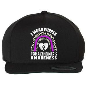 Alzheimers I Wear Purple For Alzheimers Awareness Rainbow Wool Snapback Cap