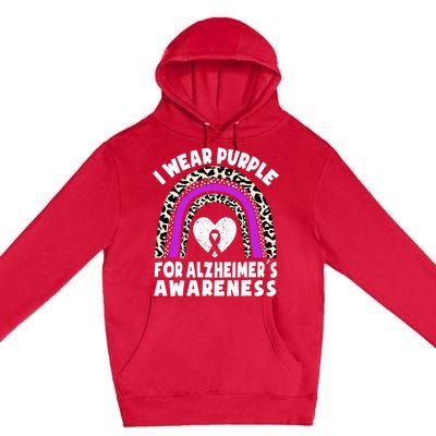 Alzheimers I Wear Purple For Alzheimers Awareness Rainbow Premium Pullover Hoodie