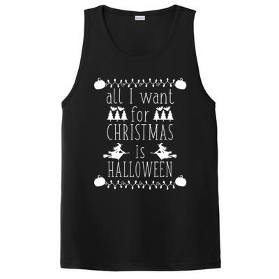 All I Want For Christmas Is Halloween Funny Spooky Holiday Funny Gift PosiCharge Competitor Tank