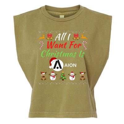 All I Want For Christmas Is AION, HODL AION, Crypto AION Logo Garment-Dyed Women's Muscle Tee