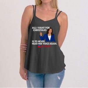 All I Want For Christmas Is To Never Hear Her Voice Again Women's Strappy Tank