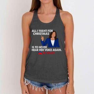 All I Want For Christmas Is To Never Hear Her Voice Again Women's Knotted Racerback Tank