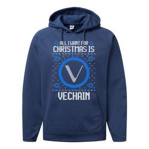 All I Want For Christmas Is Vechain And Great Gift Performance Fleece Hoodie