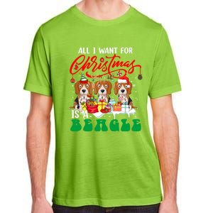 All I Want For Xmas Is A Beagle Three Santa Reindeer Dogs Gift Adult ChromaSoft Performance T-Shirt