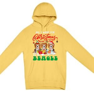 All I Want For Xmas Is A Beagle Three Santa Reindeer Dogs Gift Premium Pullover Hoodie