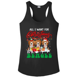 All I Want For Xmas Is A Beagle Three Santa Reindeer Dogs Gift Ladies PosiCharge Competitor Racerback Tank