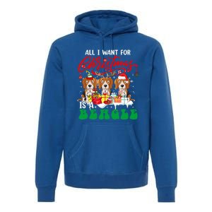 All I Want For Xmas Is A Beagle Three Santa Reindeer Dogs Gift Premium Hoodie