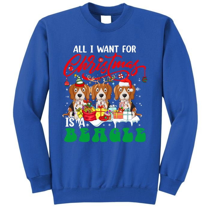 All I Want For Xmas Is A Beagle Three Santa Reindeer Dogs Gift Tall Sweatshirt