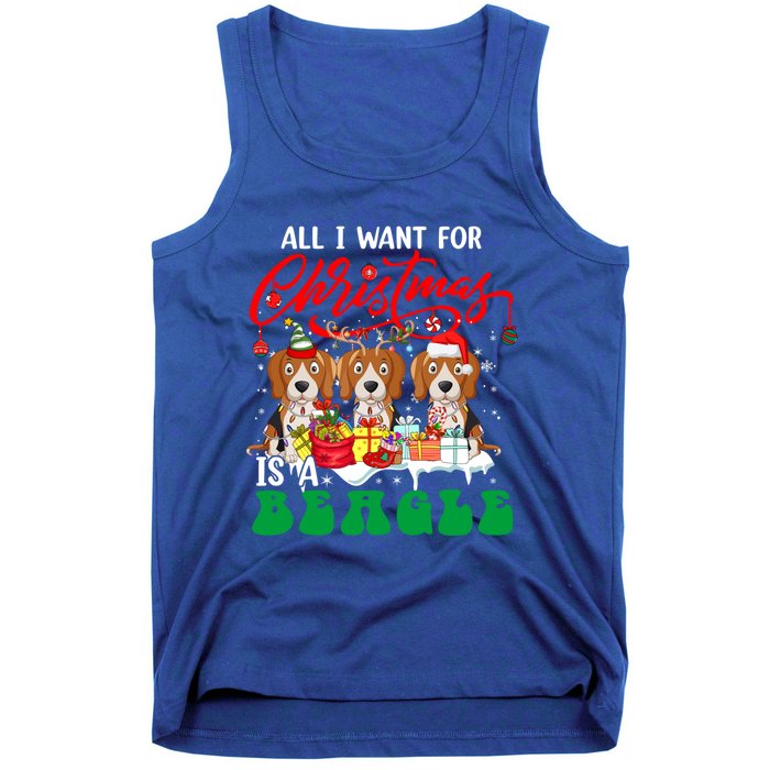 All I Want For Xmas Is A Beagle Three Santa Reindeer Dogs Gift Tank Top