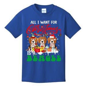 All I Want For Xmas Is A Beagle Three Santa Reindeer Dogs Gift Kids T-Shirt