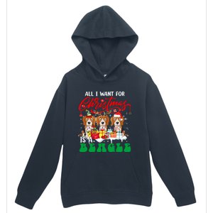 All I Want For Xmas Is A Beagle Three Santa Reindeer Dogs Gift Urban Pullover Hoodie