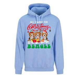 All I Want For Xmas Is A Beagle Three Santa Reindeer Dogs Gift Unisex Surf Hoodie