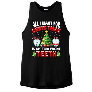 All I Want For Christmas Is My Two Front Teeth Funny Xmas Gift Ladies PosiCharge Tri-Blend Wicking Tank