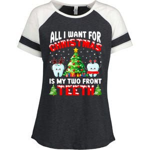 All I Want For Christmas Is My Two Front Teeth Funny Xmas Gift Enza Ladies Jersey Colorblock Tee