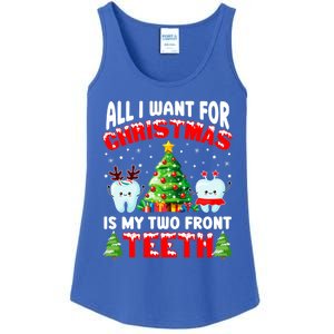 All I Want For Christmas Is My Two Front Teeth Funny Xmas Gift Ladies Essential Tank