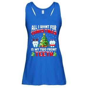 All I Want For Christmas Is My Two Front Teeth Funny Xmas Gift Ladies Essential Flowy Tank