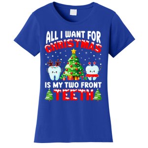 All I Want For Christmas Is My Two Front Teeth Funny Xmas Gift Women's T-Shirt