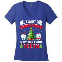 All I Want For Christmas Is My Two Front Teeth Funny Xmas Gift Women's V-Neck T-Shirt