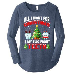 All I Want For Christmas Is My Two Front Teeth Funny Xmas Gift Women's Perfect Tri Tunic Long Sleeve Shirt