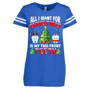 All I Want For Christmas Is My Two Front Teeth Funny Xmas Gift Enza Ladies Jersey Football T-Shirt