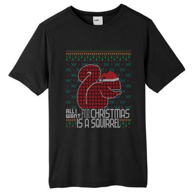 All I Want Is A Squirrel Red Plaid Ugly Christmas Sweater Gift Tall Fusion ChromaSoft Performance T-Shirt