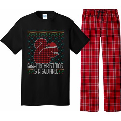 All I Want Is A Squirrel Red Plaid Ugly Christmas Sweater Gift Pajama Set