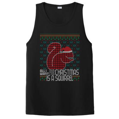 All I Want Is A Squirrel Red Plaid Ugly Christmas Sweater Gift PosiCharge Competitor Tank