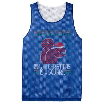 All I Want Is A Squirrel Red Plaid Ugly Christmas Sweater Gift Mesh Reversible Basketball Jersey Tank