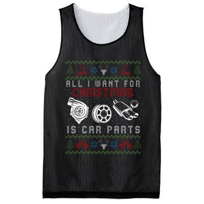 All I Want For Christmas Is More Car Parts Ugly Christmas Mesh Reversible Basketball Jersey Tank
