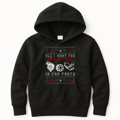 All I Want For Christmas Is More Car Parts Ugly Christmas Kids Hoodie