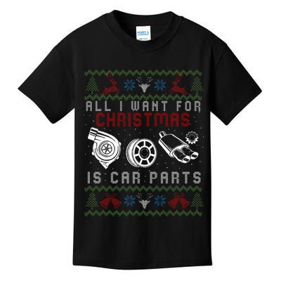 All I Want For Christmas Is More Car Parts Ugly Christmas Kids T-Shirt